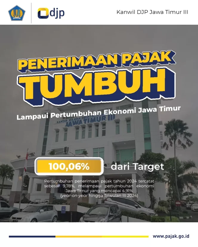
					Penerimaan Pajak Tumbuh Lampaui Pertumbuhan Ekonomi Jawa Timur