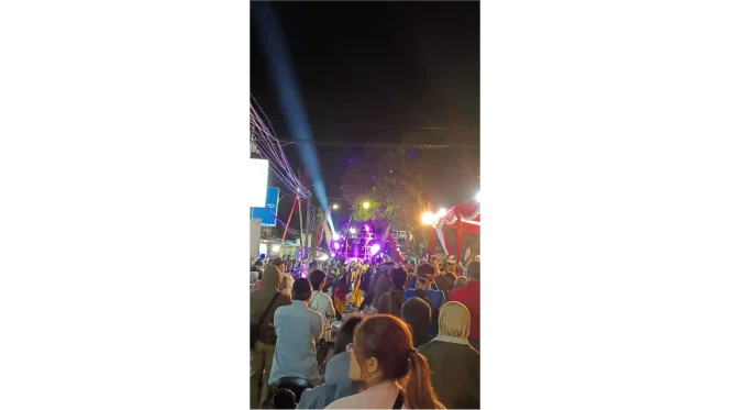 
					Pengunjung tengah menikmati pagelaran sound horeg di salah satu daerah Kabupaten Malang. (Shelly/VOJ)