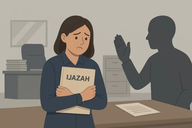 
					Ilustrasi penahanan ijazah. (VOJ)
